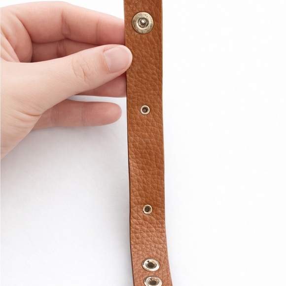 Vintage Brown Leather Rhinestone Chain Link Bracelet Western Boho Statement Cuff - Picture 4 of 4